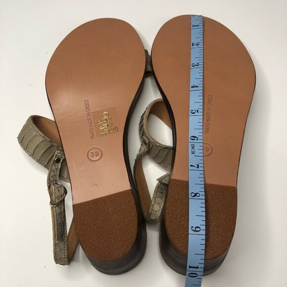 NEW Ancient Greek Leather Sandals Taupe Cream Snake Print Wedge Sandals - Picture 16 of 16